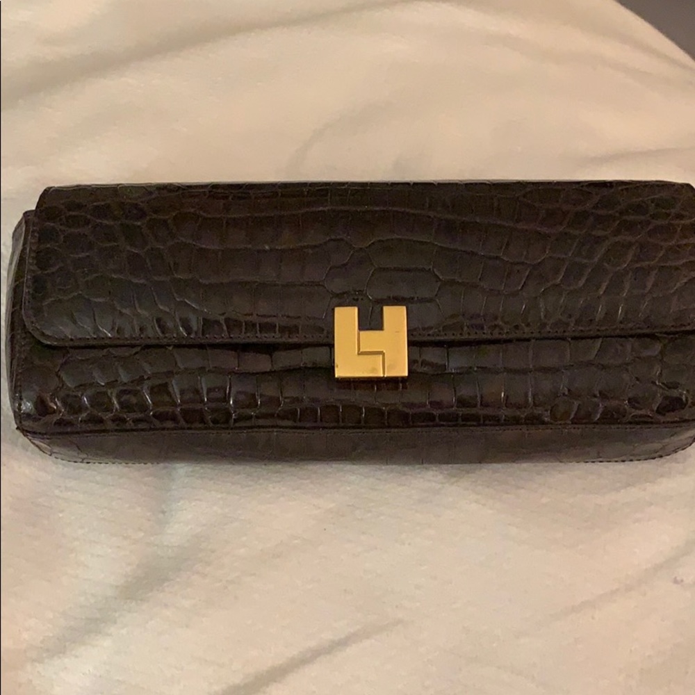 Lambertson Truex genuine croc clutch
